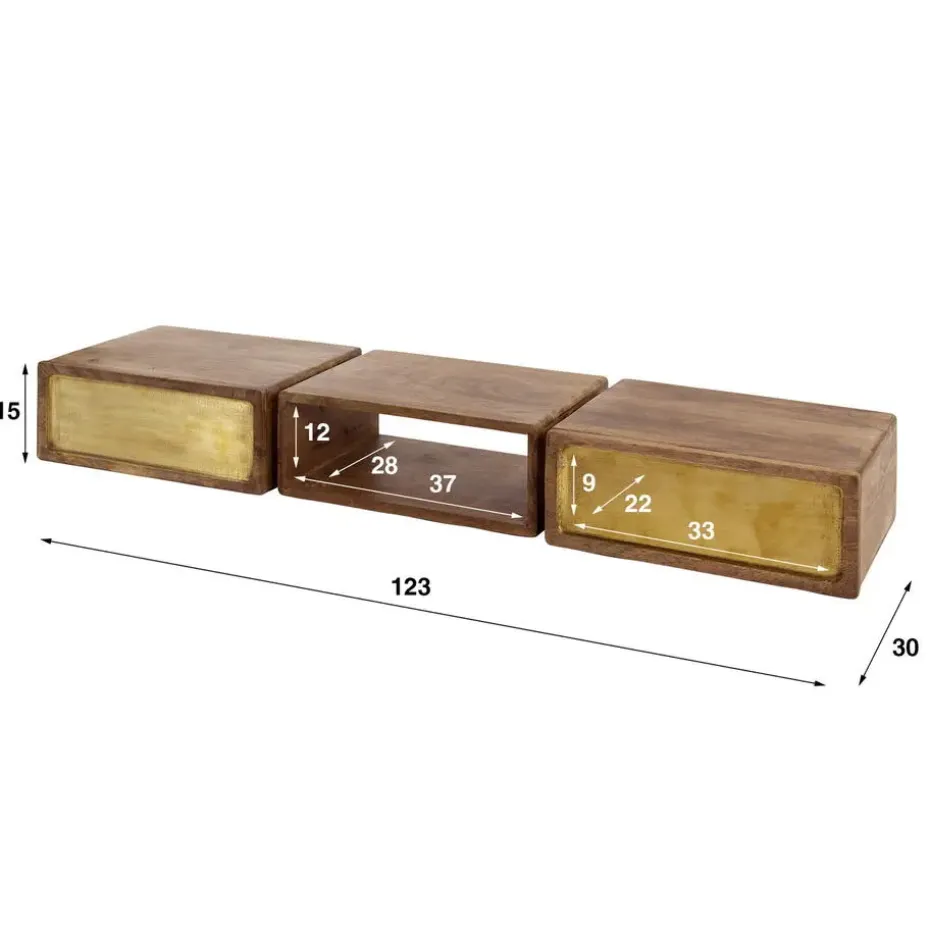 Sidetable Mangohout - 123x30x15cm - Brass