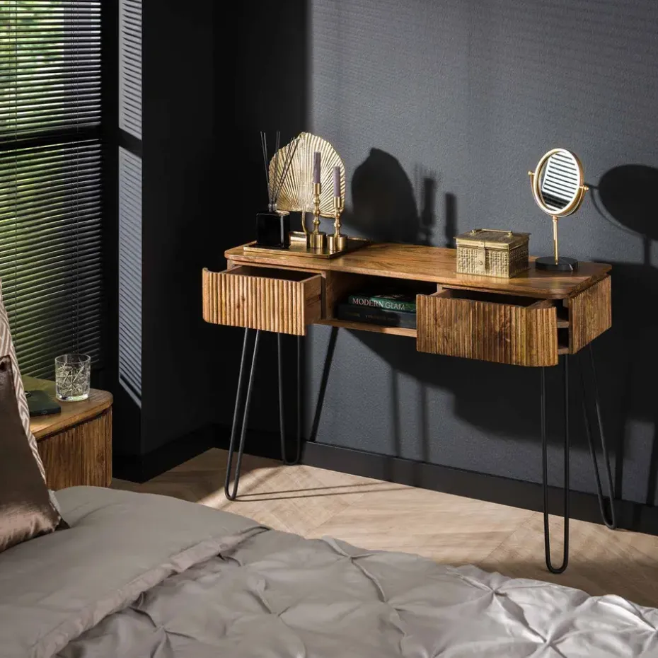 Sidetable Maria mangohout 2 lades - 40x110x77 cm - Mangohout - Bruin