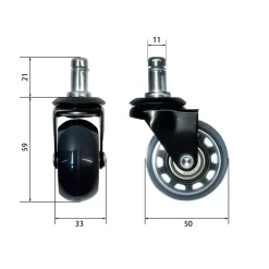 Skate wielen voor bureaustoel - Set van 5 - 50 mm