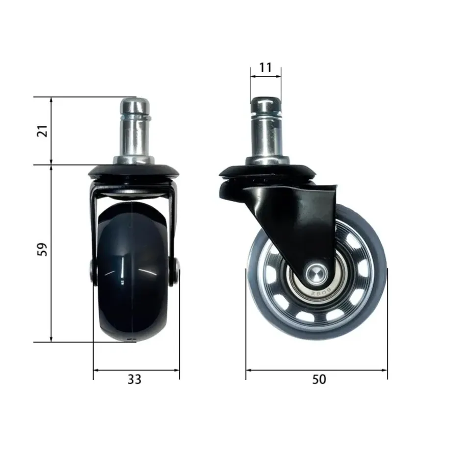 Skate wielen voor bureaustoel - Set van 5 - 50 mm