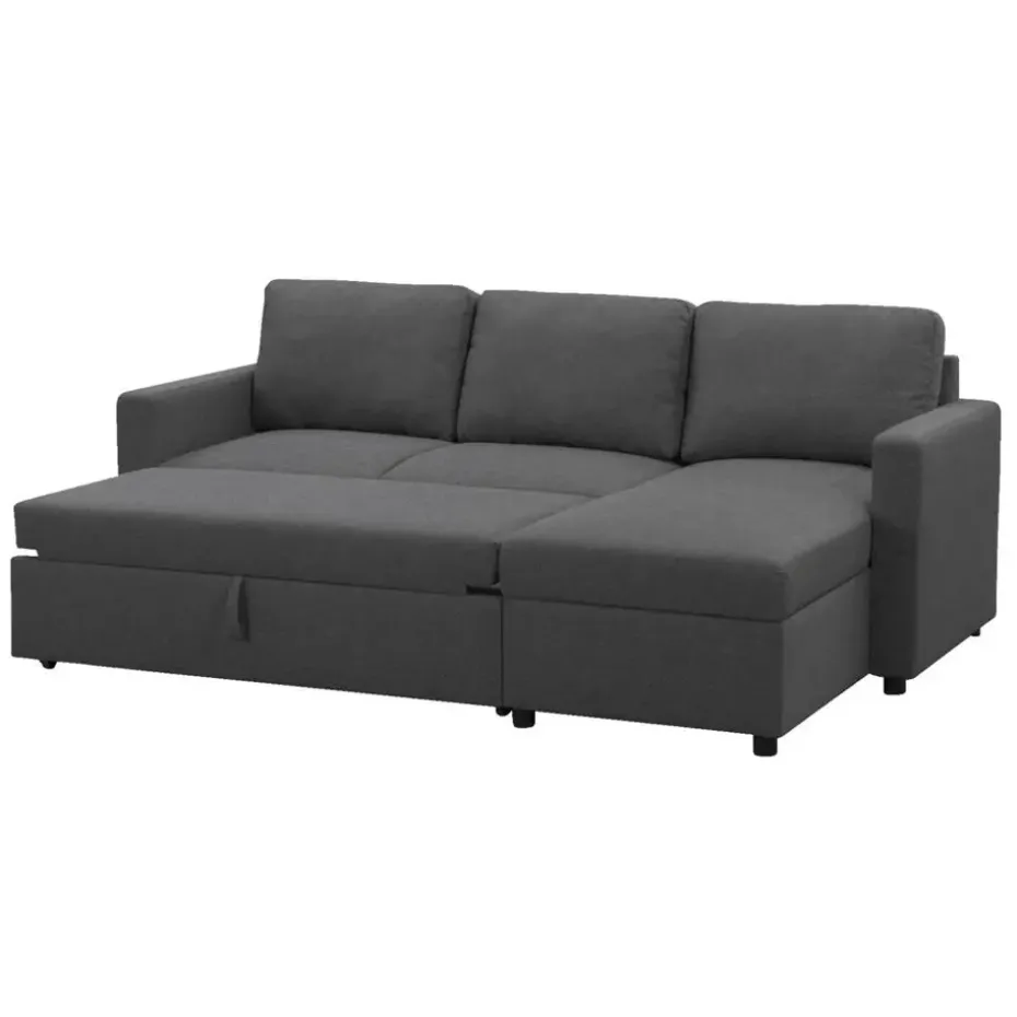 Slaapbank Turijn met opbergruimte - antraciet - 82x215x145 cm