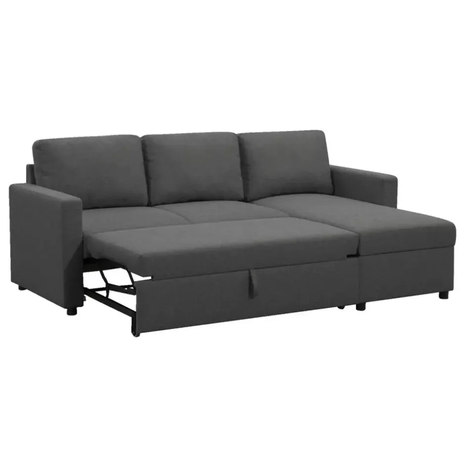 Slaapbank Turijn met opbergruimte - antraciet - 82x215x145 cm