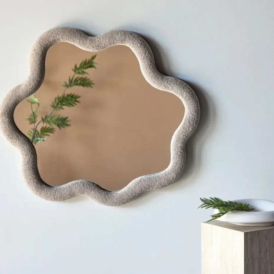 Spiegel Beige Bouclé - 70x70x3,5cm - Kungsbacka