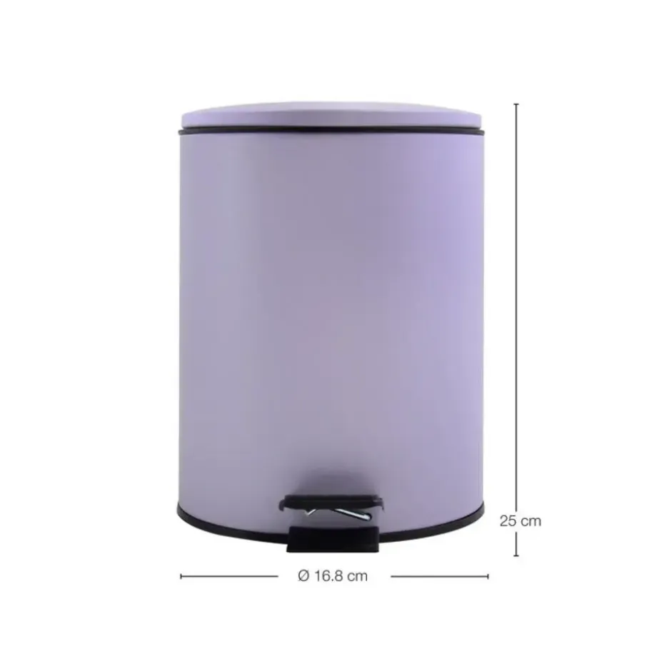 Spirella Pedaalemmer Cannes - lila paars - 3L - metaal - 17x25 cm