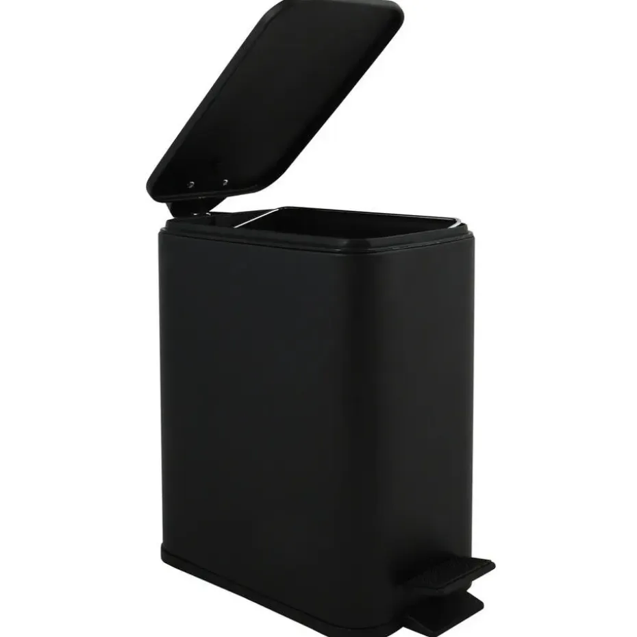 Spirella Pedaalemmer Paris - zwart - 5L - metaal - 28 x 14 x 29 cm