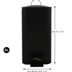 Spirella Pedaalemmer Paris - zwart - 5L - metaal - 28 x 14 x 29 cm