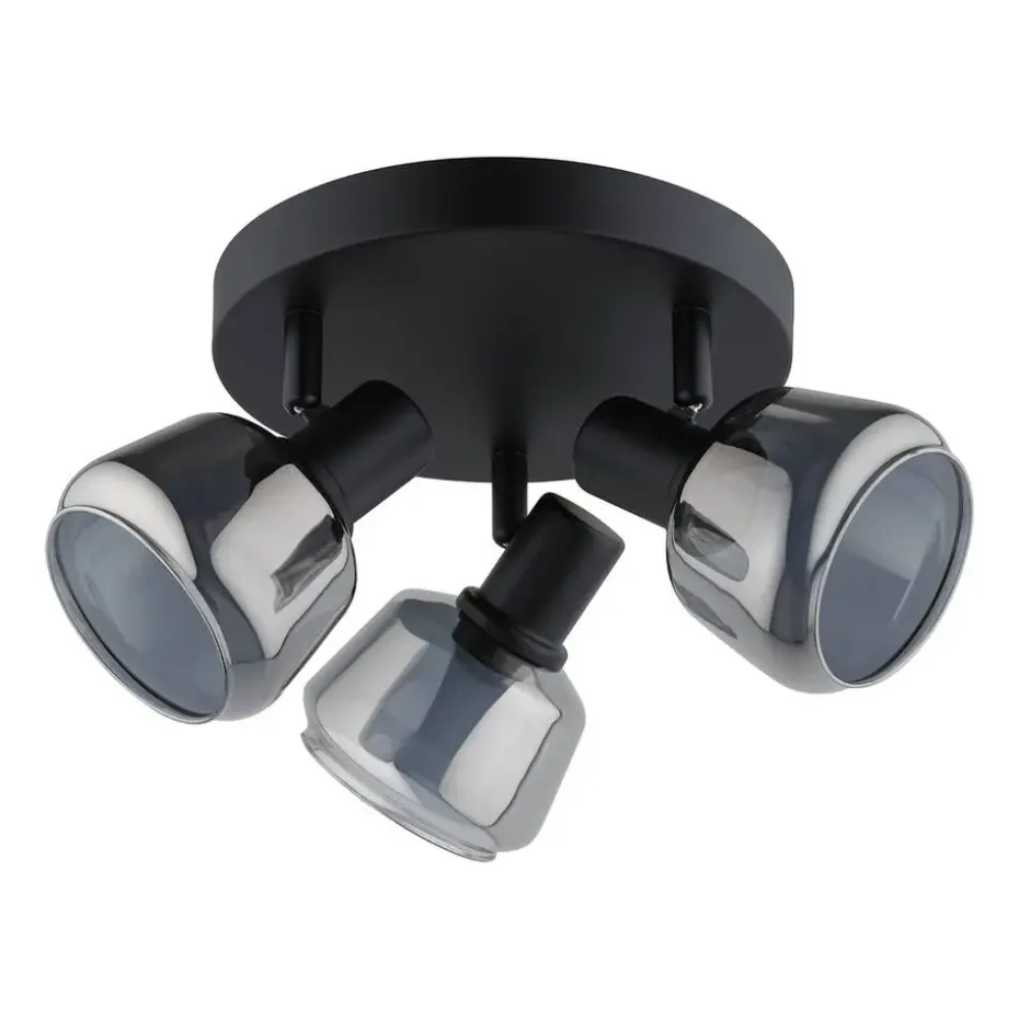 3-Spot Noah smoke glas zwart E14