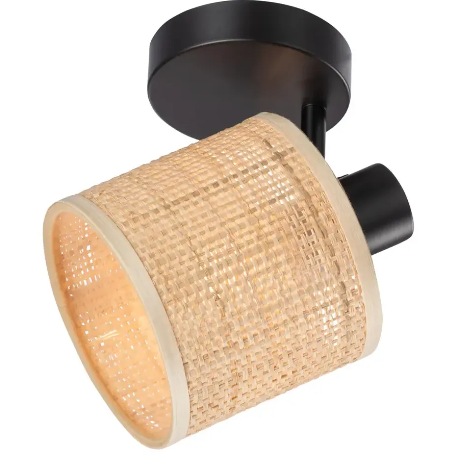 Spot Romana - naturel/mat zwart - 17xØ13 cm