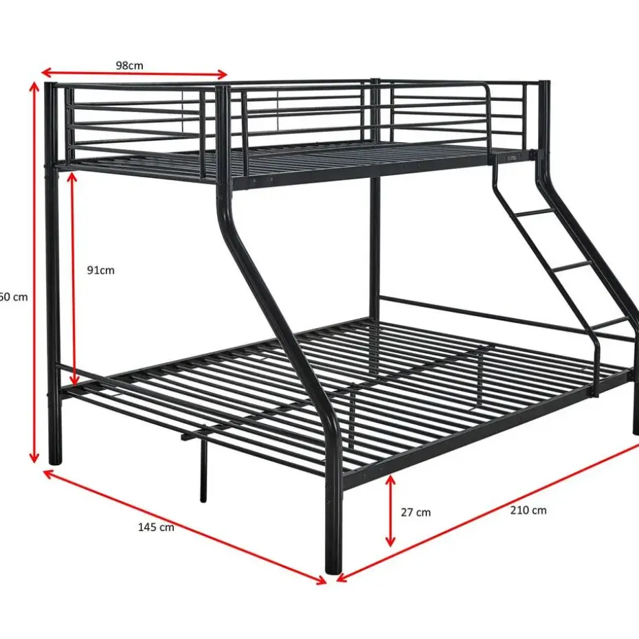 Stapelbed Trixie 90x200 & 140x200 - metaal - mat zwart