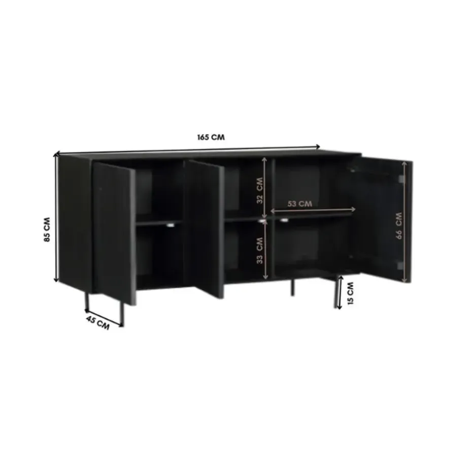 StarFurn - Dressoir Madison 165 cm - zwart