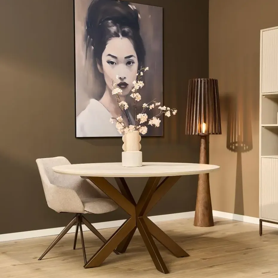 StarFurn - Eettafel Madison ø150 cm - zand/brons