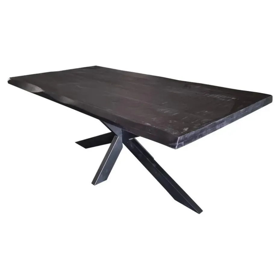 StarFurn - Rechthoekige boomstamtafel Boston - 160 cm - zwart