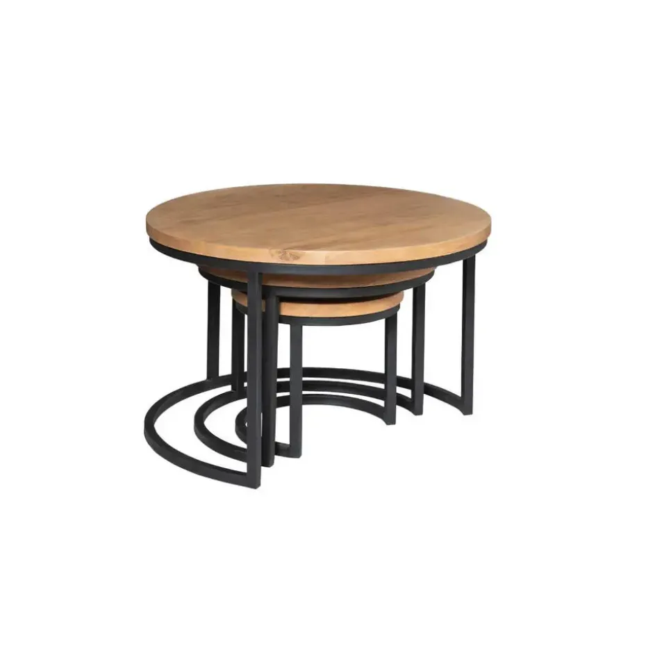 StarFurn - Ronde salontafels Denver - set van 3 - naturel