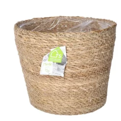 Steege Plantenpot - beige - gevlochten zeegras - 22 x 19 cm