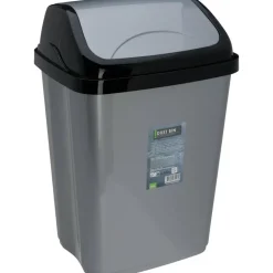 Storage Solutions Afvalemmer - 16L - grijs/zwart - klep deksel