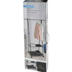 Storage Solutions Kledingrek met planken - metaal - op wielen - zwart - 85 x 45