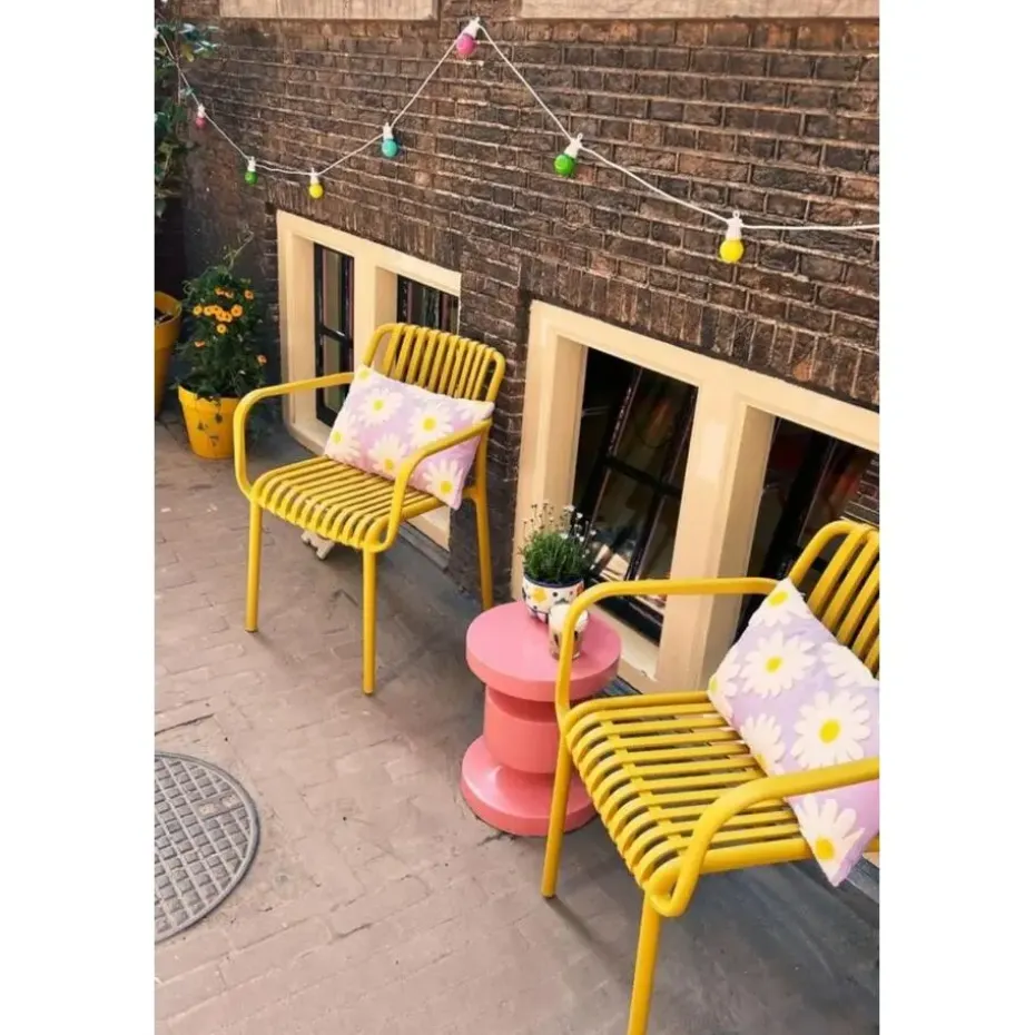 Stripe stapelbare tuinstoel - Mosterdgeel