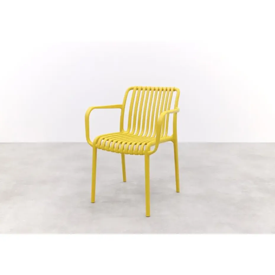 Stripe stapelbare tuinstoel - Mosterdgeel