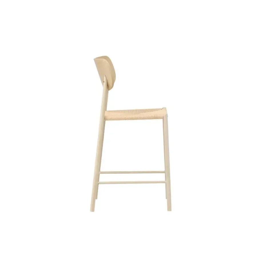 Svea - Polsty barkruk met rugleuning - rattan - whitewash
