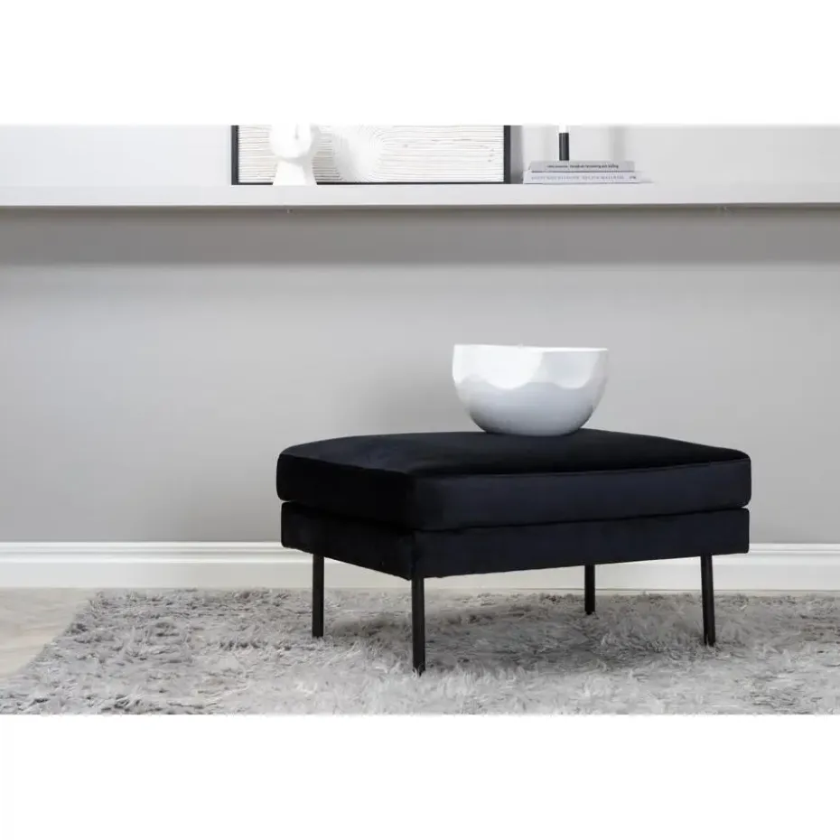 Svea - Rio hocker - velvet - zwart
