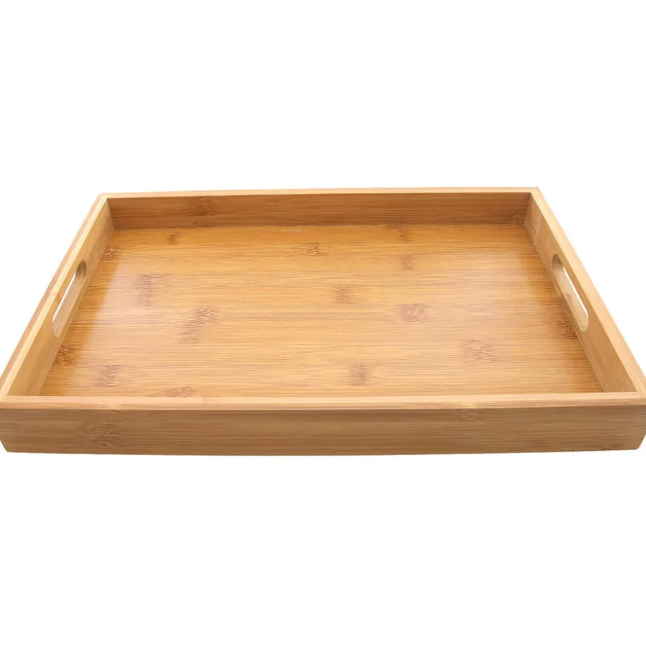 Svenska Living Dienblad - vierkant - bamboe - handvatten - 38 cm