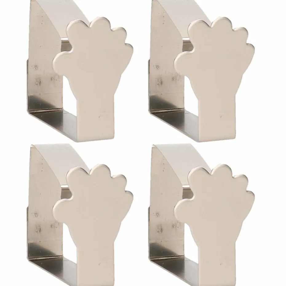 Tafelkleedklemmen - 4x stuks - zilverkleurig - handjes - 5 cm