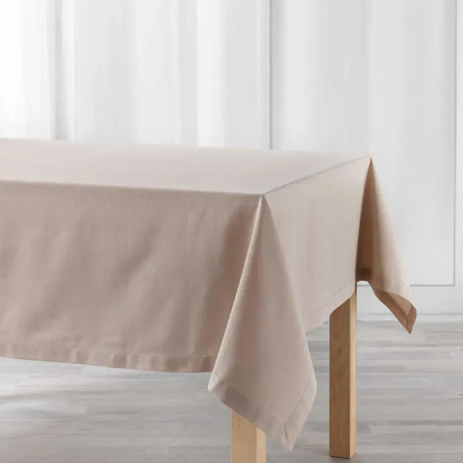 Tafelkleed/tafellaken - taupe - 140 x 240 cm - katoen stof