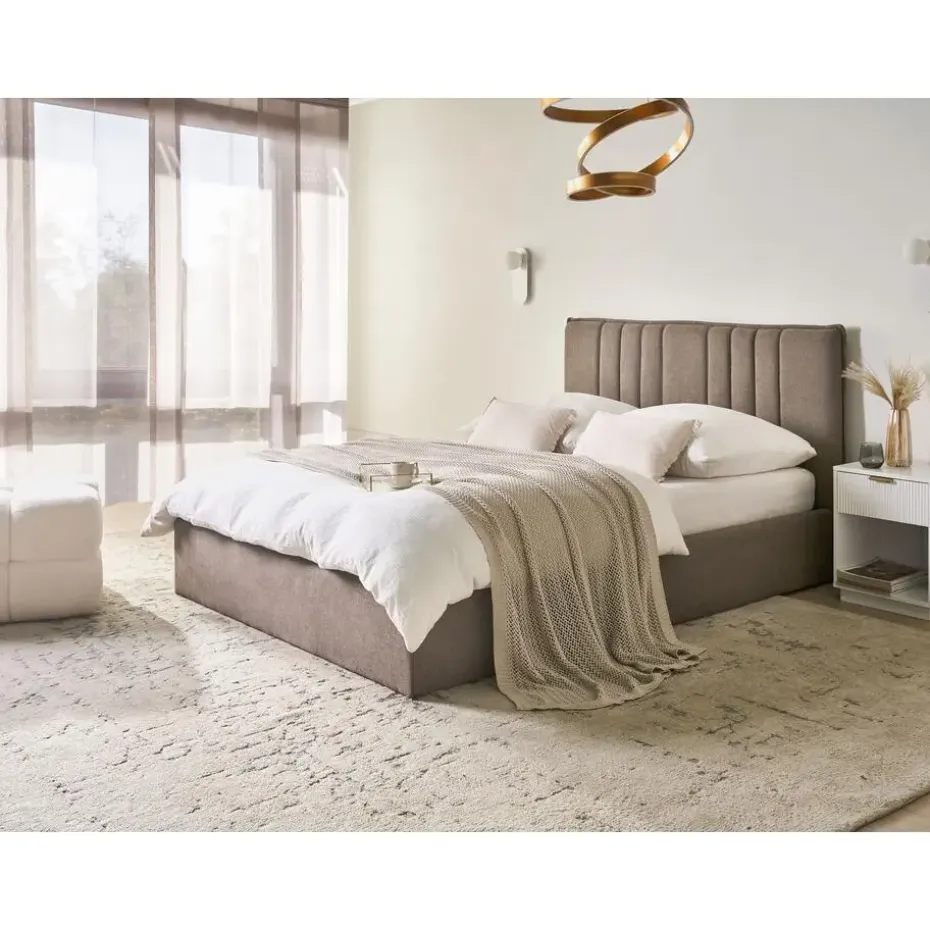 TARASCON - Tweepersoonsbed - Taupe - 140 x 200 cm - Stof