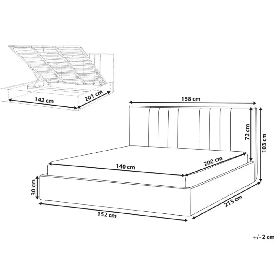 TARASCON - Tweepersoonsbed - Taupe - 140 x 200 cm - Stof