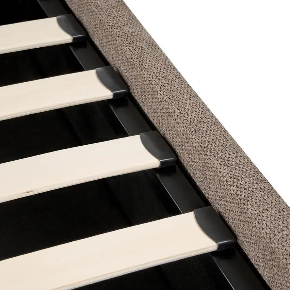 TARASCON - Tweepersoonsbed - Taupe - 140 x 200 cm - Stof
