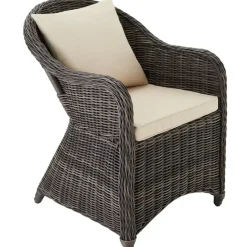 tectake® - 2 Luxe wicker stoelen - Fauteuils - zachte kussens - grijs - 403682