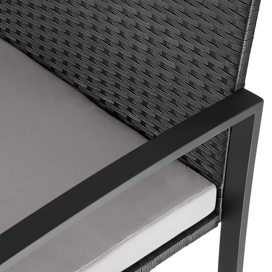 tectake - balkonset Granada - wicker - zwart