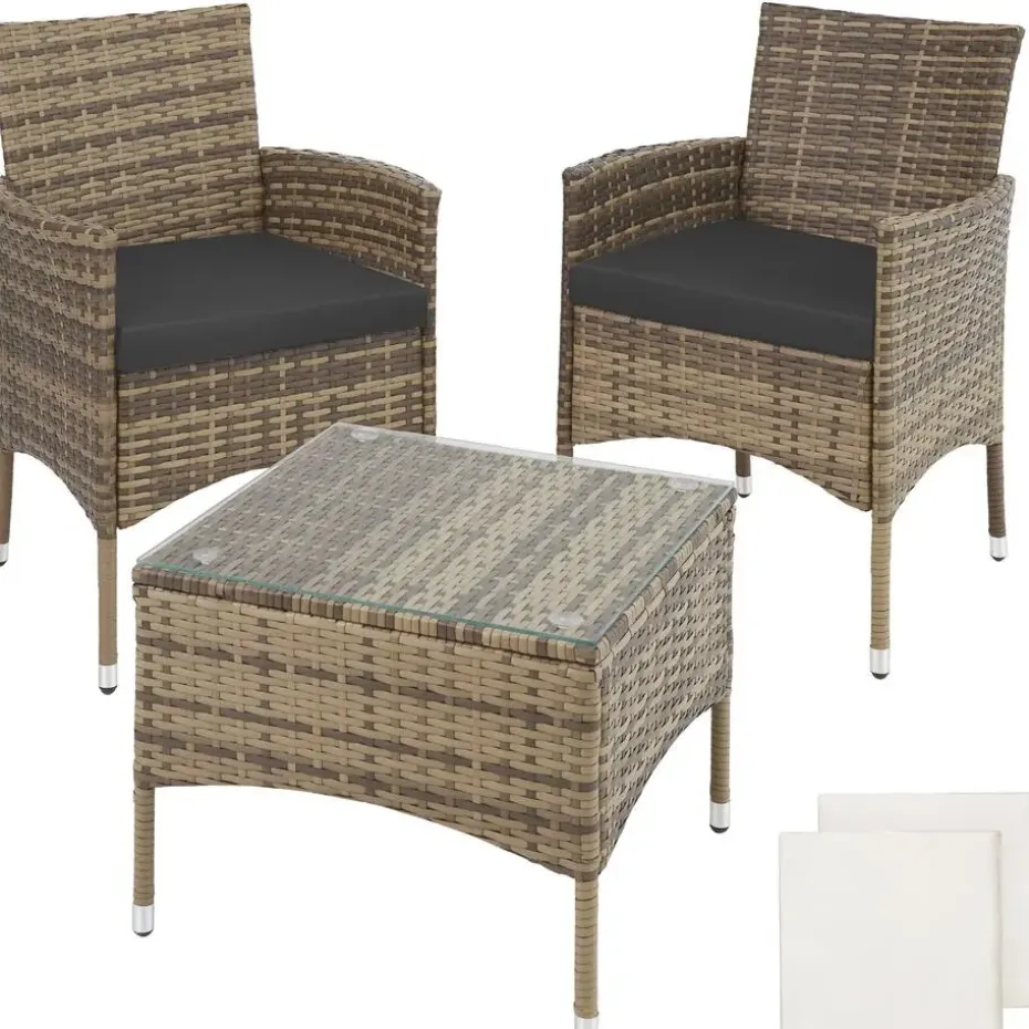 tectake - bistroset Luzern - wicker - natuurkleur
