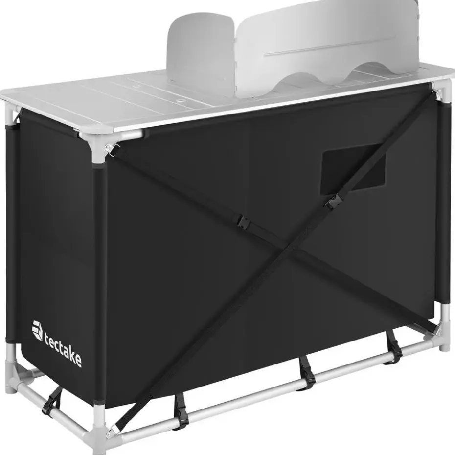 tectake - Campingkeuken 116x52x107cm, Zwart