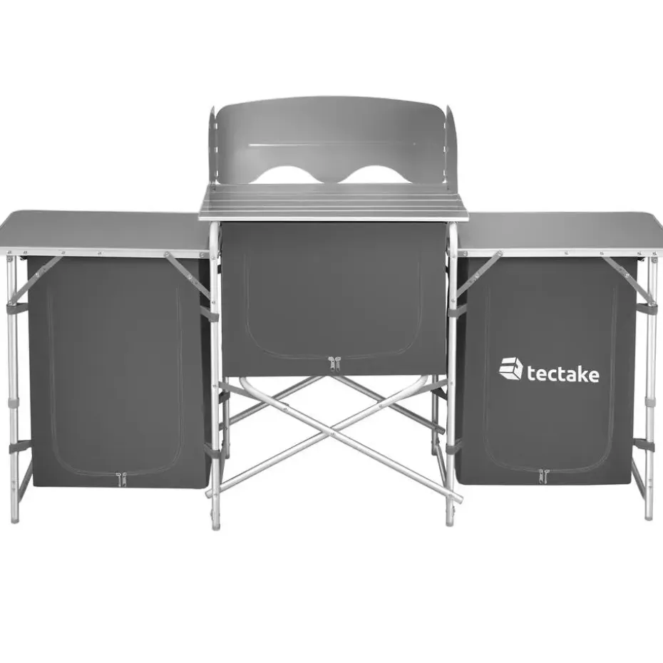 tectake - Campingkeuken 172x52x104cm, Grijs