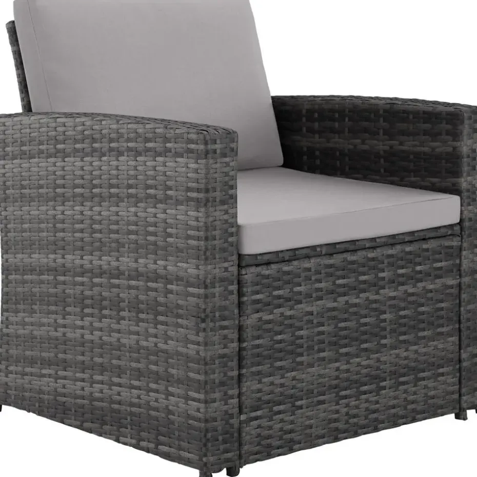 tectake - loungeset Lucca - 1 bank/2 stoelen/1 tafel - grijs
