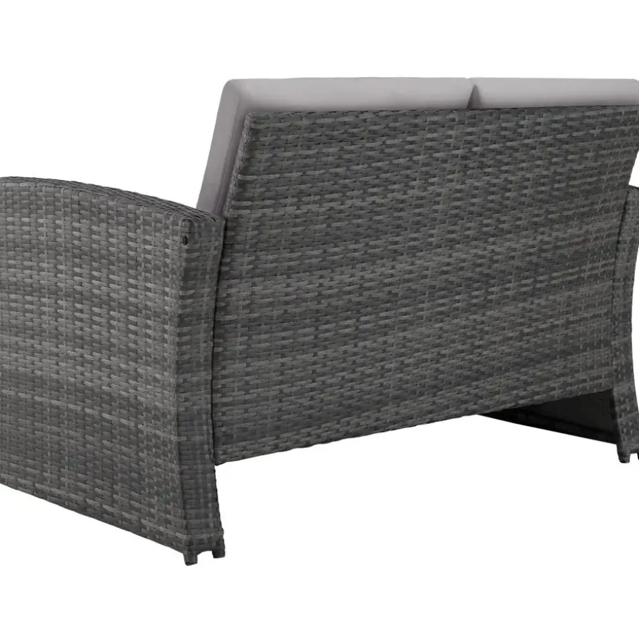 tectake - loungeset Lucca - 1 bank/2 stoelen/1 tafel - grijs
