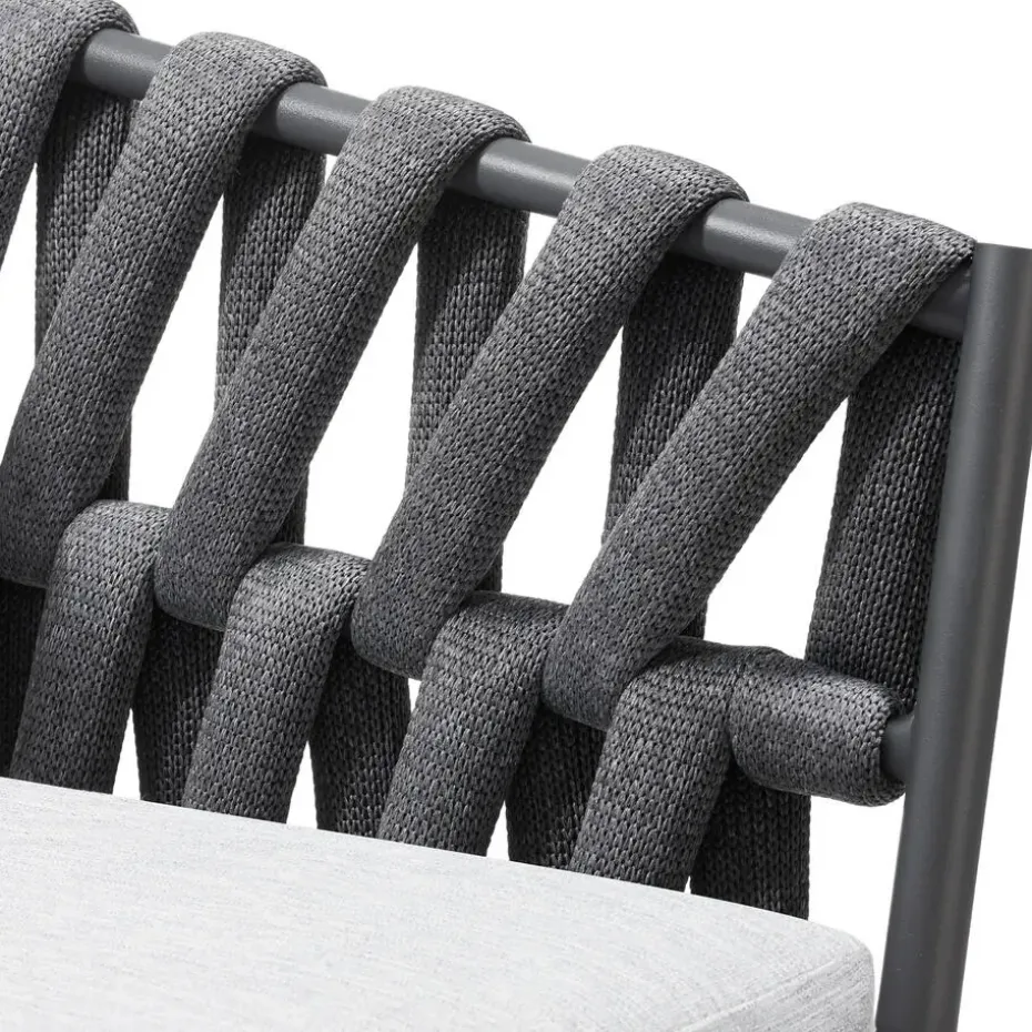 tectake - Set van 2 stoelen Lugano in rope-design met aluminium frame