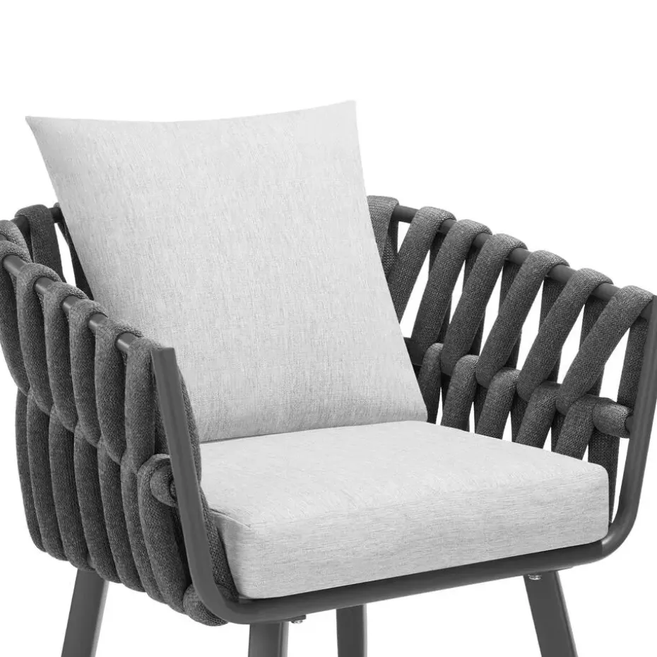tectake - Set van 2 stoelen Lugano in rope-design met aluminium frame