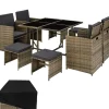 tectake - tuinset Bilbao - wicker met beschermhoes - natuurkleur