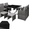 tectake - tuinset Bilbao - wicker - incl. beschermhoes - grijs
