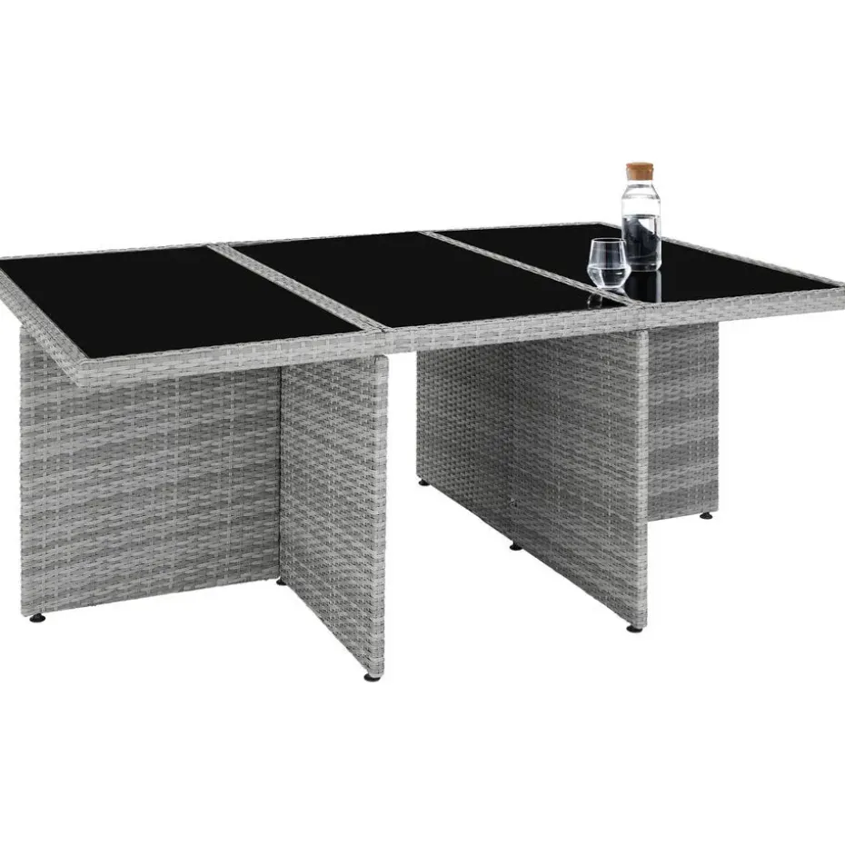 tectake - tuinset New York - wicker - lichtgrijs