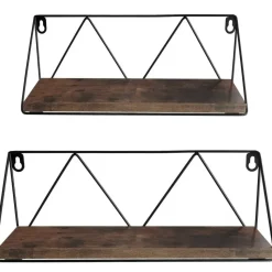 tectake 2 wandplanken Rockport, Industrieel Hout Donker, Rustiek