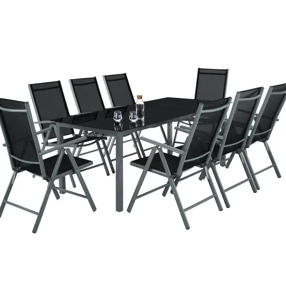 tectake Aluminium tuinset 8+1 - Antraciet