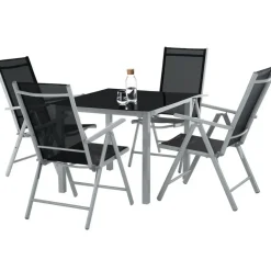 tectake Aluminium tuinset 4+1 - Zilver