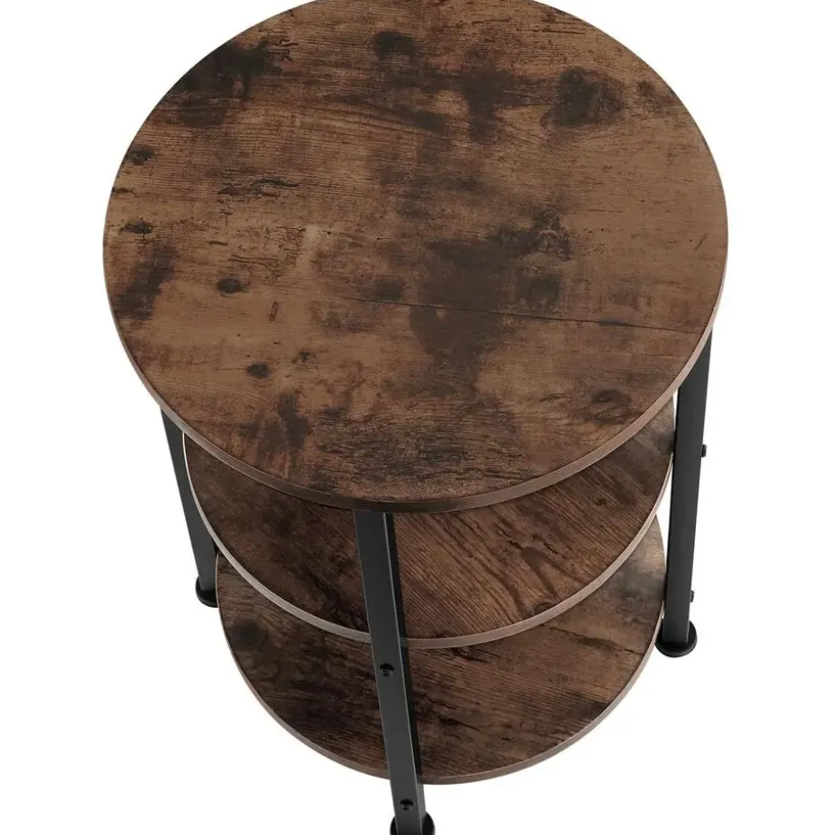 tectake Bijzettafel Colchester 40x61cm, Industrieel Hout Donker, Rustiek