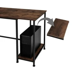 tectake Bureau Donegal 140x60x76,5cm, Industrieel Hout Donker, Rustiek