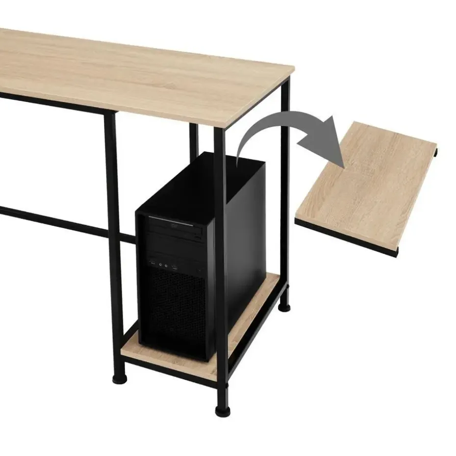 tectake Bureau Donegal 140x60x76,5cm, Industrieel Licht Hout, Eiken Sonoma