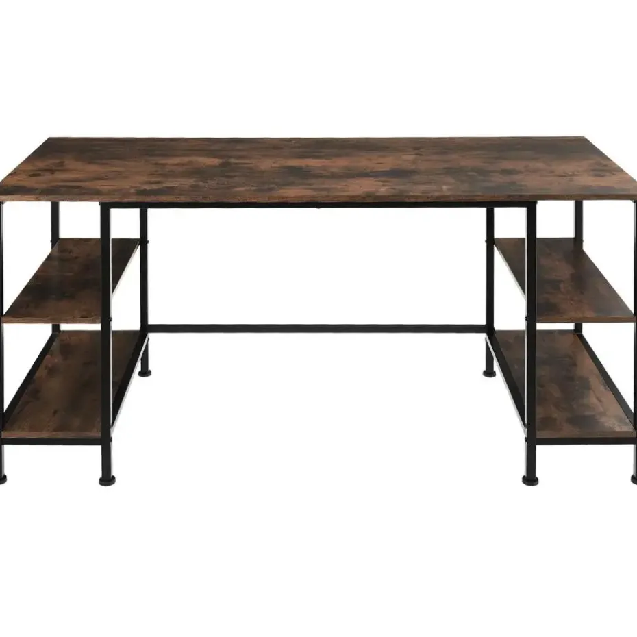 tectake Bureau Stoke 137x55x75cm, Industrieel Hout Donker, Rustiek
