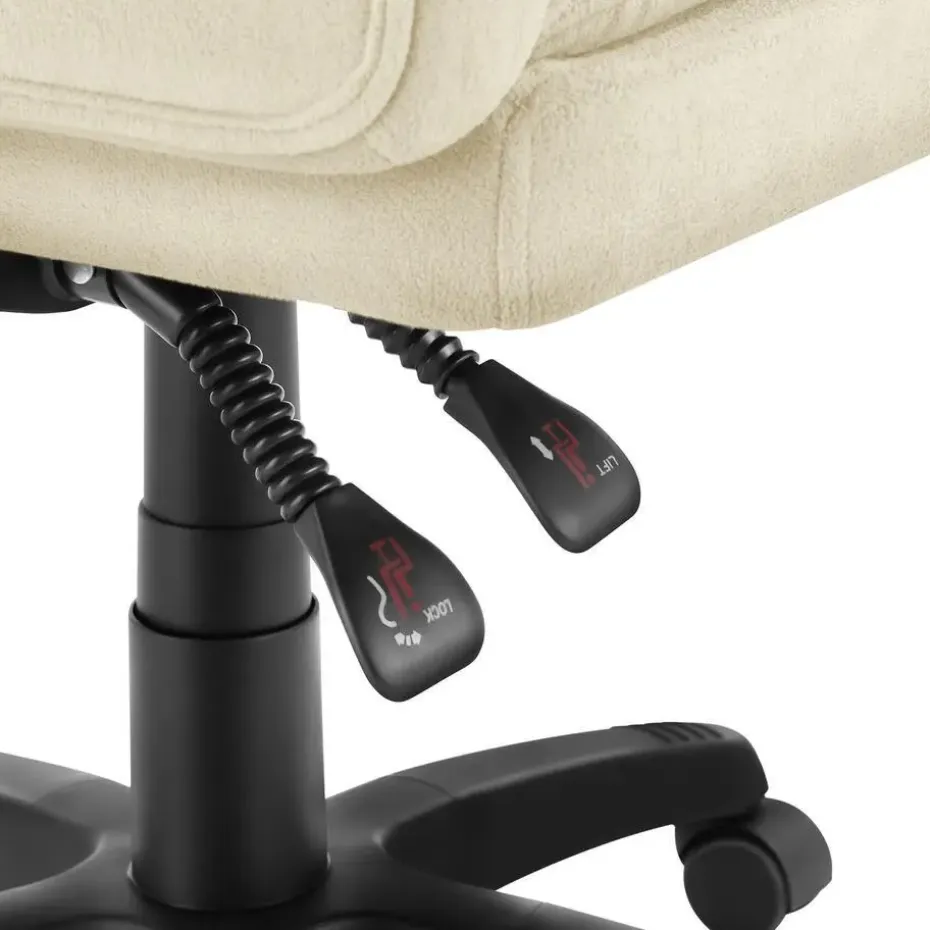 tectake Bureaustoel Jillien met voetsteun en veloursbekleding, Beige